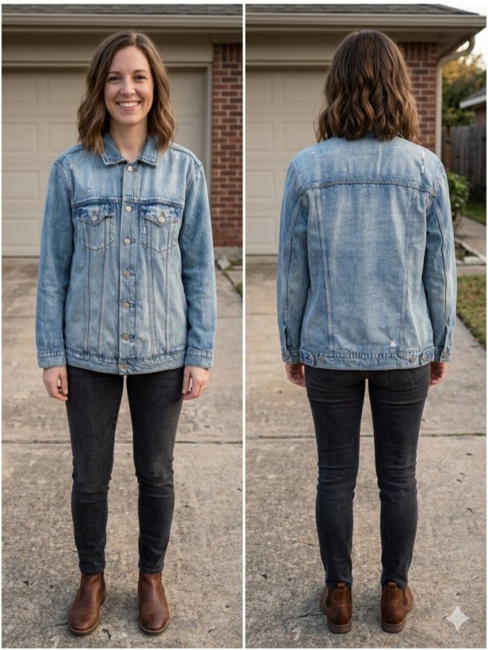 Lucky Brand Boyfriend Trucker Denim Jacket Womens M Medium Distressed 7WP10480U3